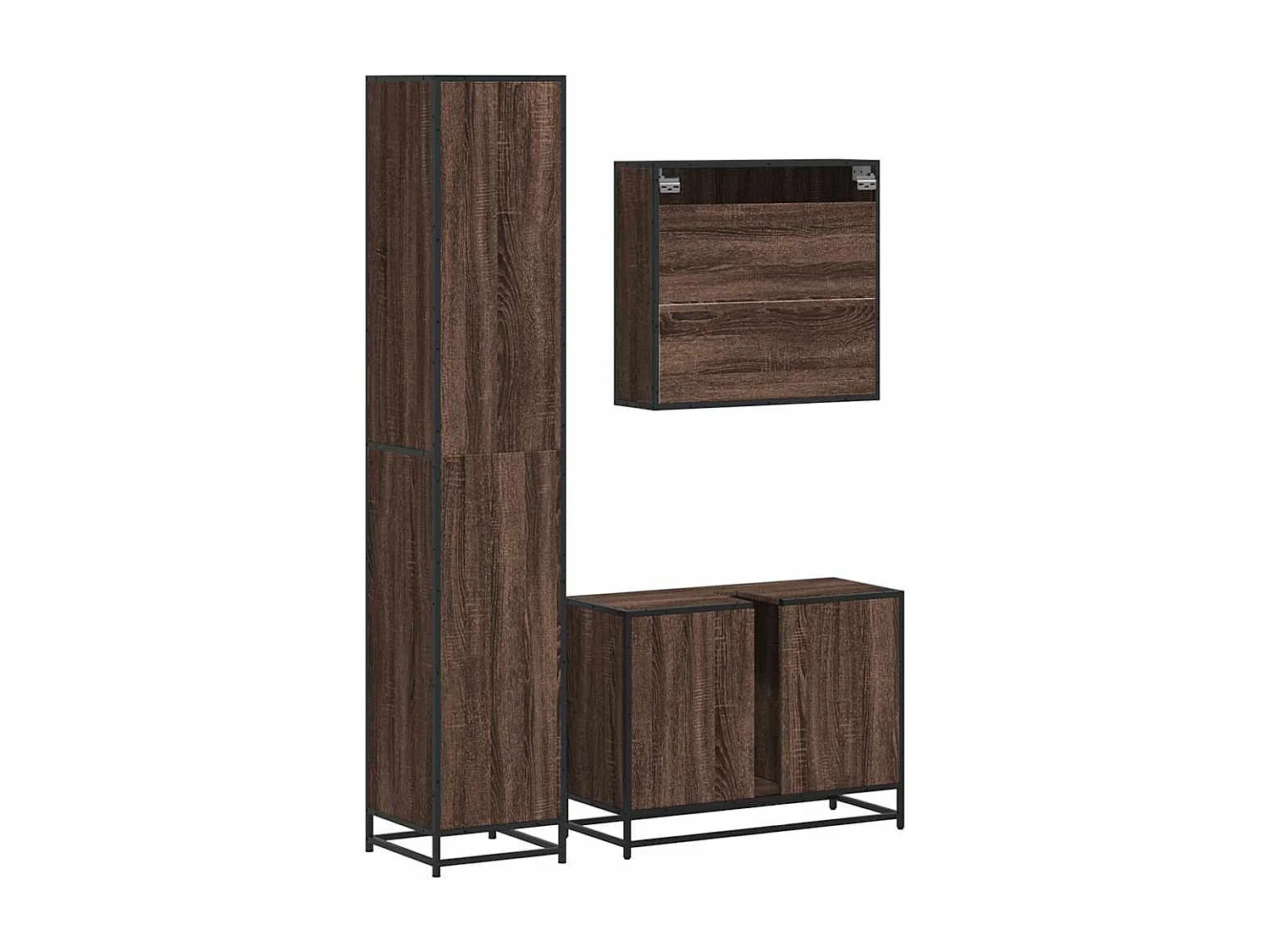 Ensemble de meubles de salle de bain 3 pcs Chêne marron