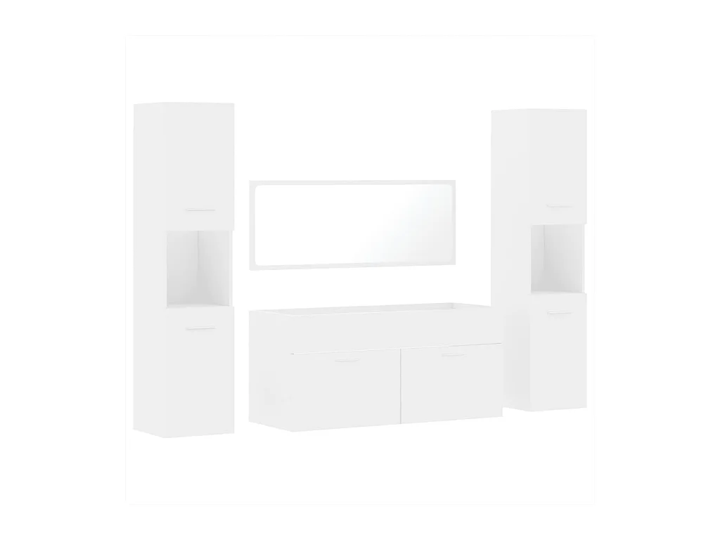 4-delige badkamermeubelset wit bewerkt hout