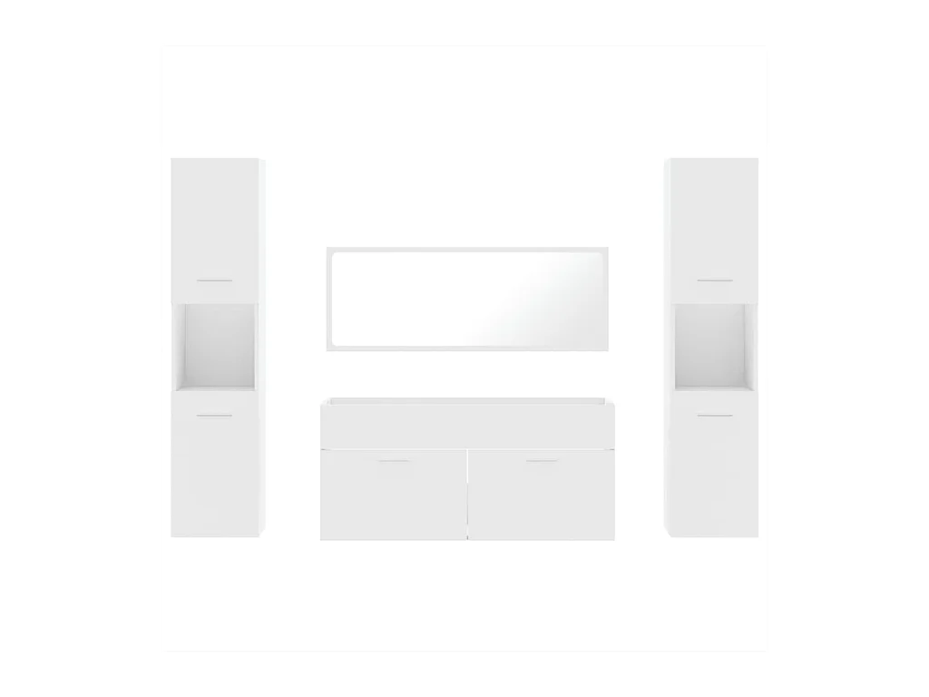 4-delige badkamermeubelset wit bewerkt hout