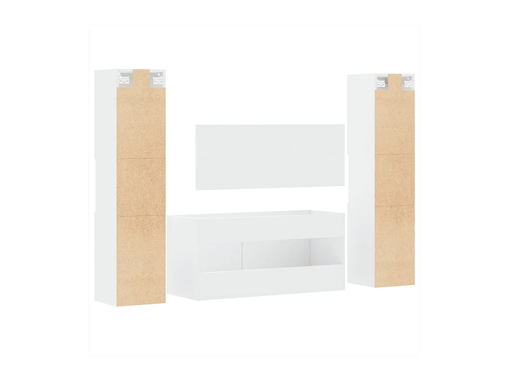 4-delige badkamermeubelset wit bewerkt hout