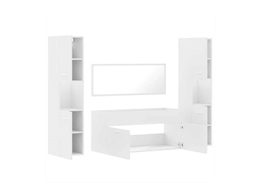 4-delige badkamermeubelset wit bewerkt hout