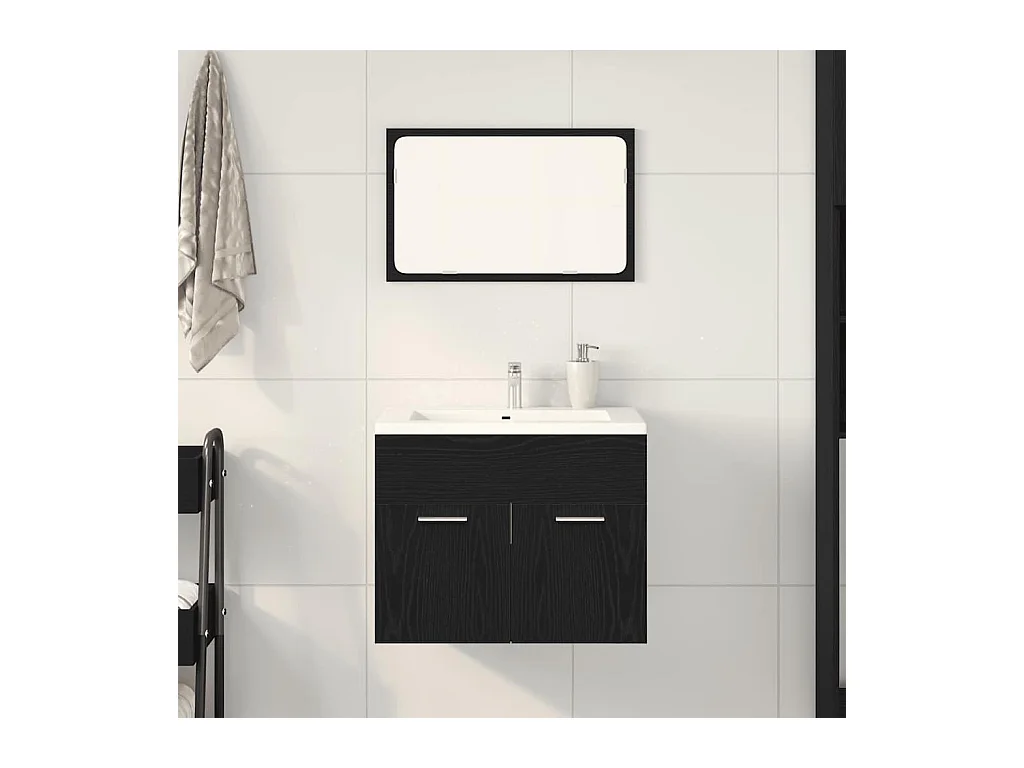 Ensemble de meubles salle de bain 2 pcs chêne noir