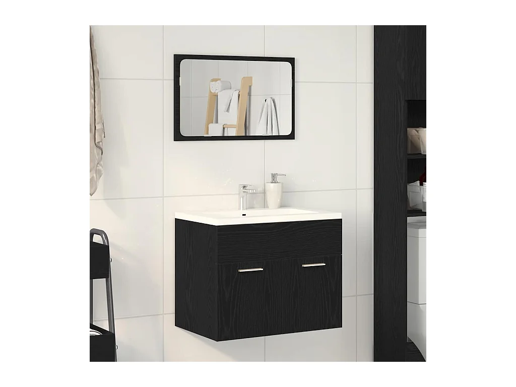 Ensemble de meubles salle de bain 2 pcs chêne noir