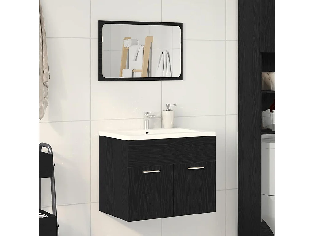 Ensemble de meubles salle de bain 2 pcs chêne noir