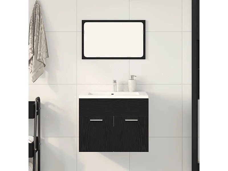Ensemble de meubles salle de bain 2 pcs chêne noir