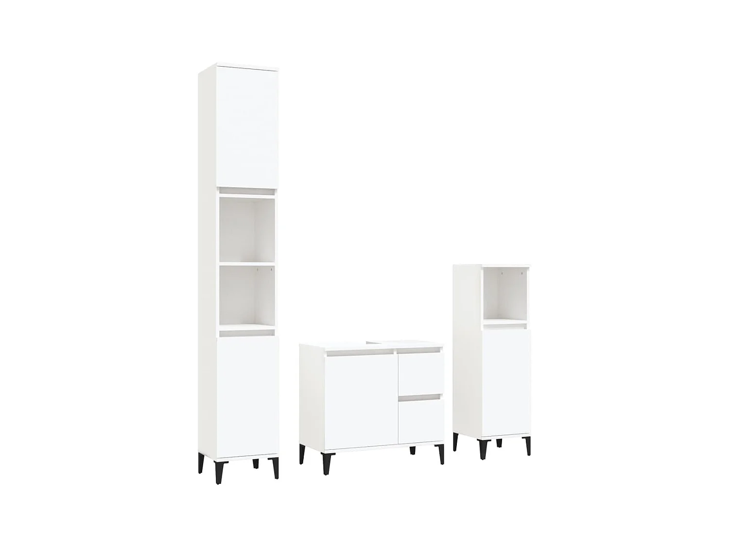 Ensemble d'armoires salle de bain 3 pcs blanc bois d'ingénierie