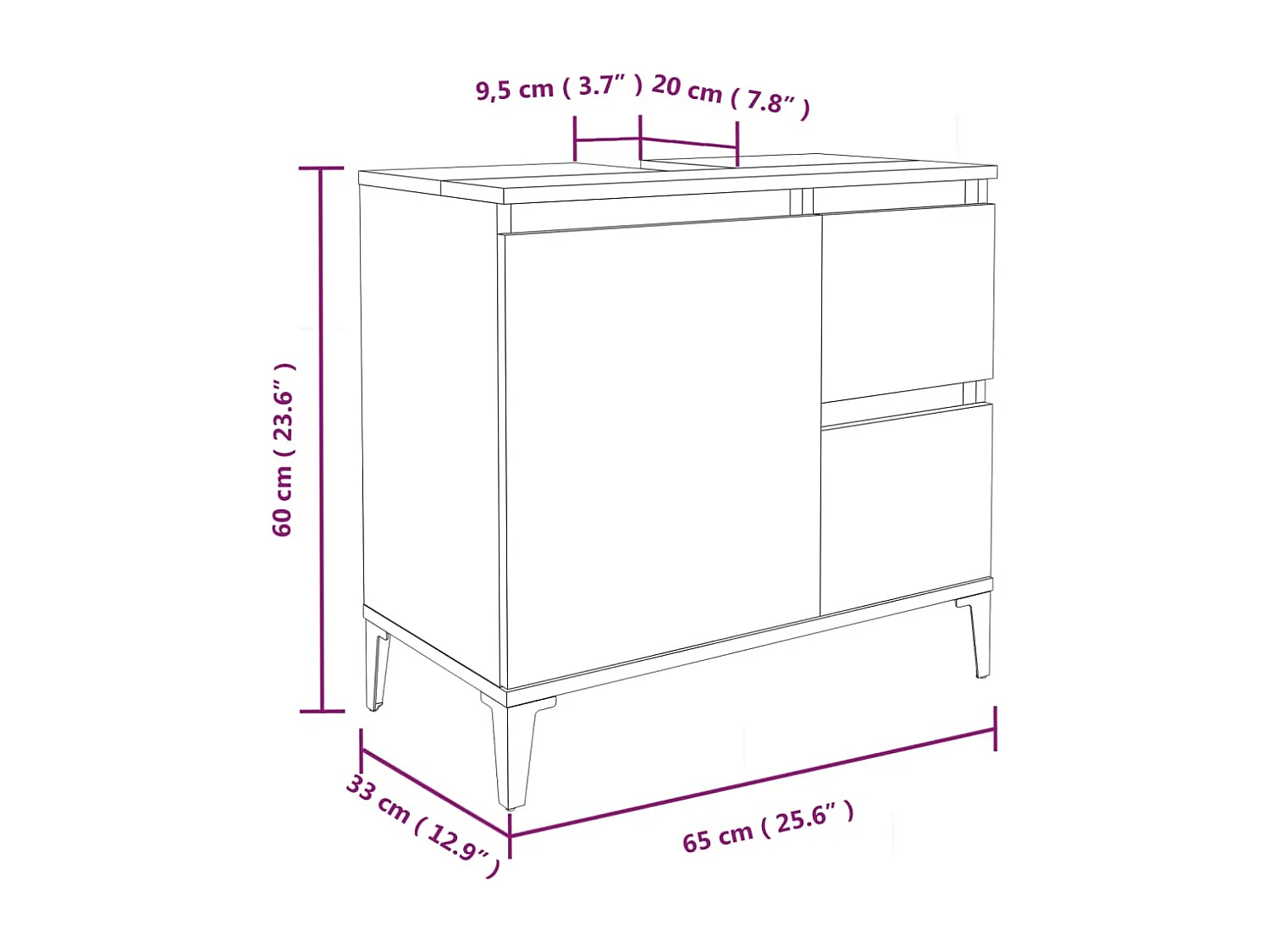 Ensemble d'armoires salle de bain 3 pcs blanc bois d'ingénierie