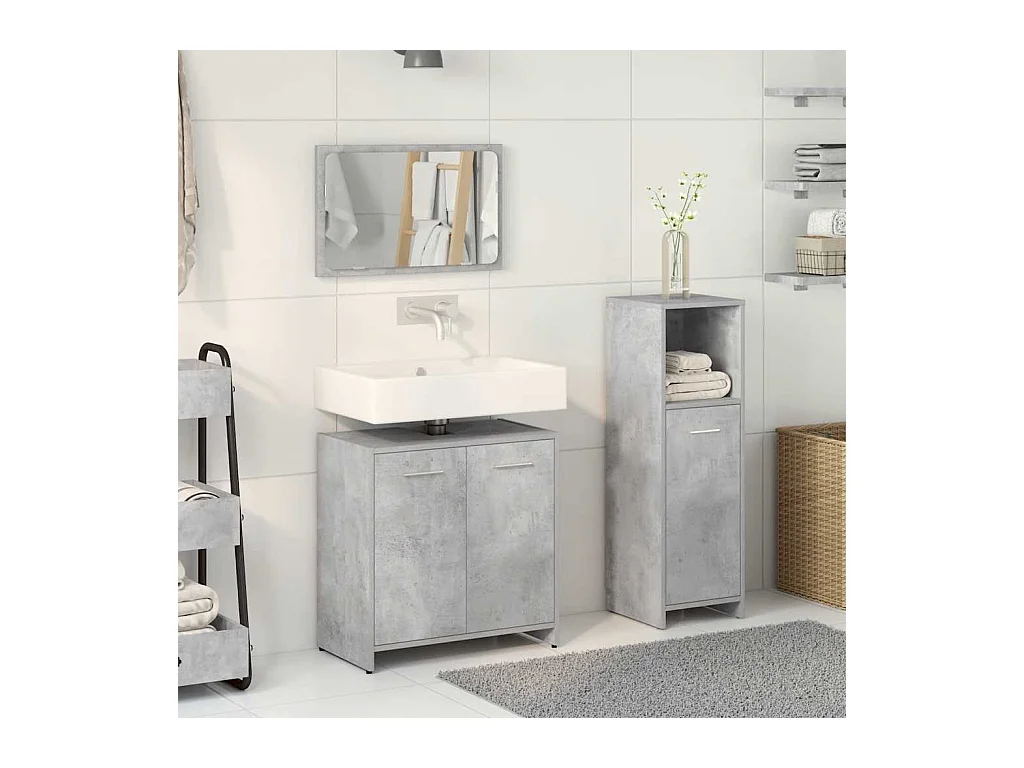 3-delige badkamermeubelset betongrijs