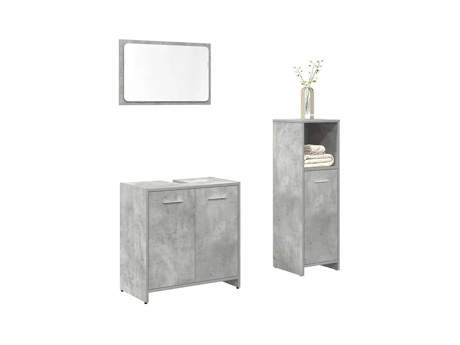 Ensemble de meubles de salle de bain 3 pcs gris béton