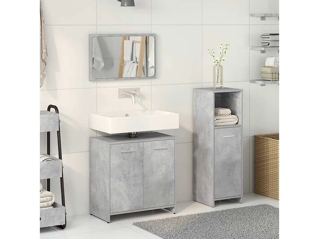 Conjunto de muebles de baño de 3 piezas gris hormigón