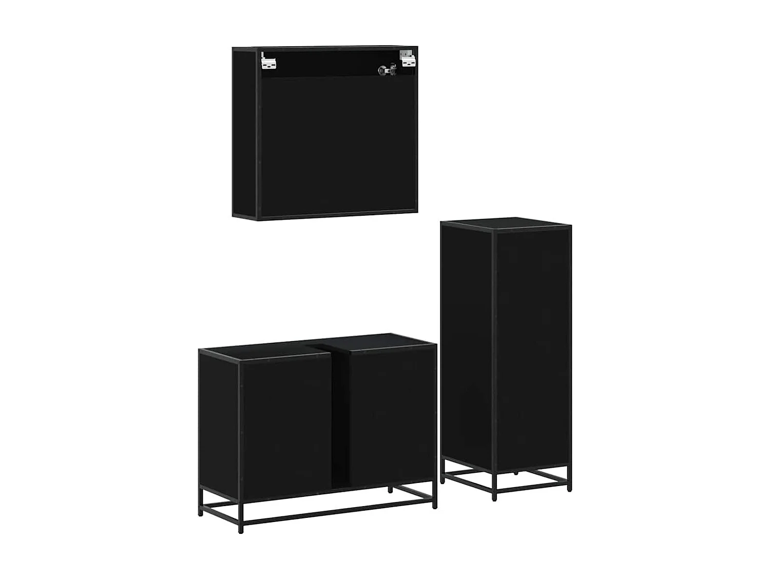 Ensemble de meubles salle de bain 3 pcs noir bois d'ingénierie