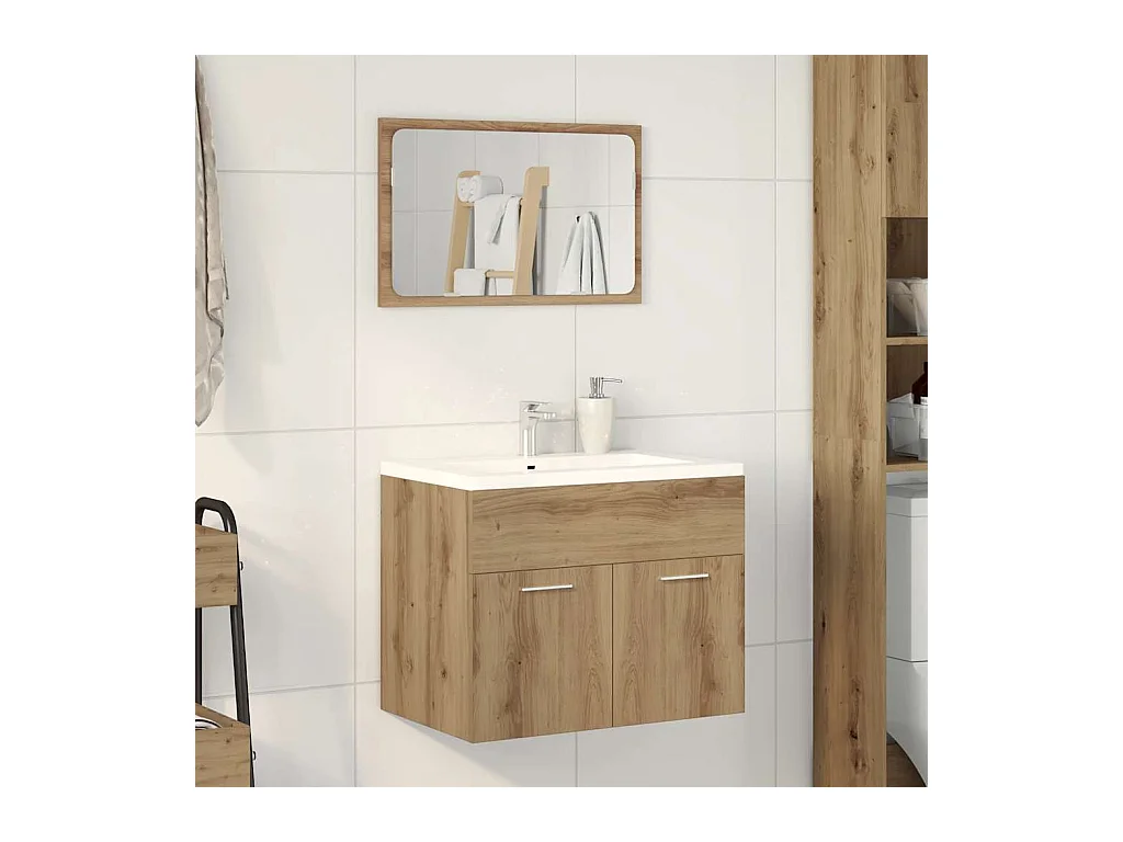 Ensemble de meubles salle de bain 2 pcs bois d'ingénierie