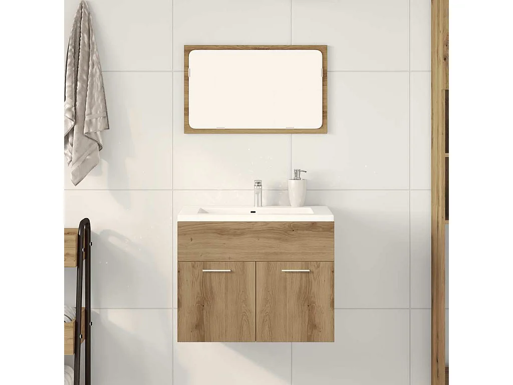 Ensemble de meubles salle de bain 2 pcs bois d'ingénierie