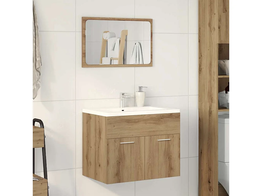Ensemble de meubles salle de bain 2 pcs bois d'ingénierie