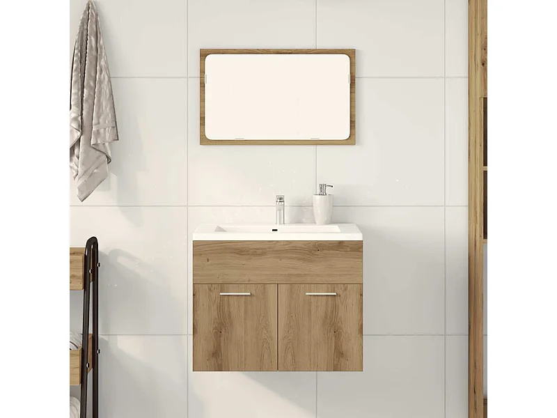 Ensemble de meubles salle de bain 2 pcs bois d'ingénierie