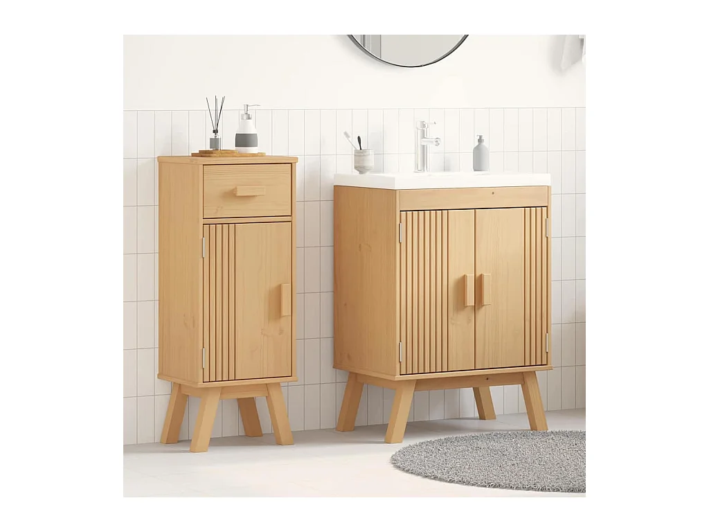 Ensemble de meubles de salle de bain avec tiroir 2 pcs Marron