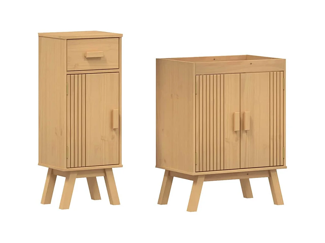 Ensemble de meubles de salle de bain avec tiroir 2 pcs Marron