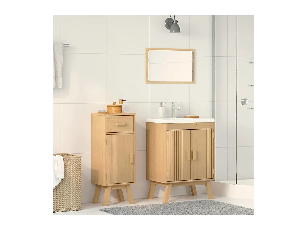 Ensemble de meubles de salle de bain avec tiroir 2 pcs Marron