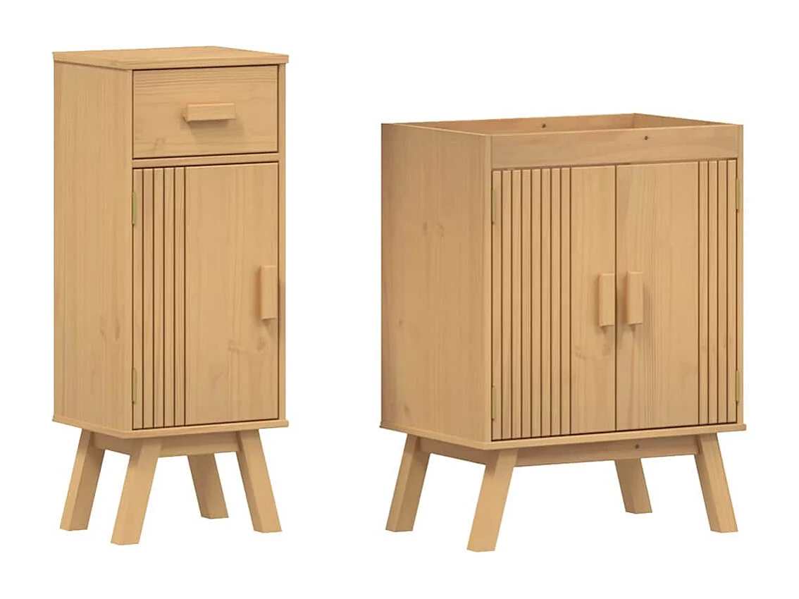 Ensemble de meubles de salle de bain avec tiroir 2 pcs Marron