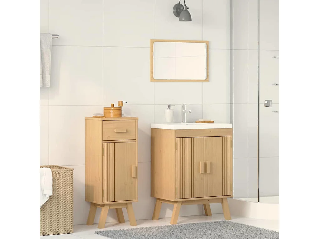 Ensemble de meubles de salle de bain avec tiroir 2 pcs Marron