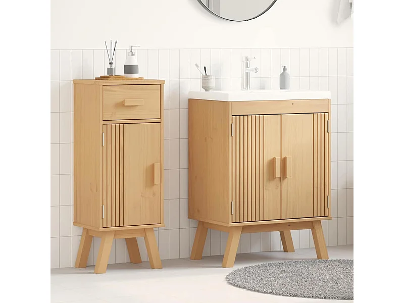 Badkamermeubelset met lade 2 stuks Bruin