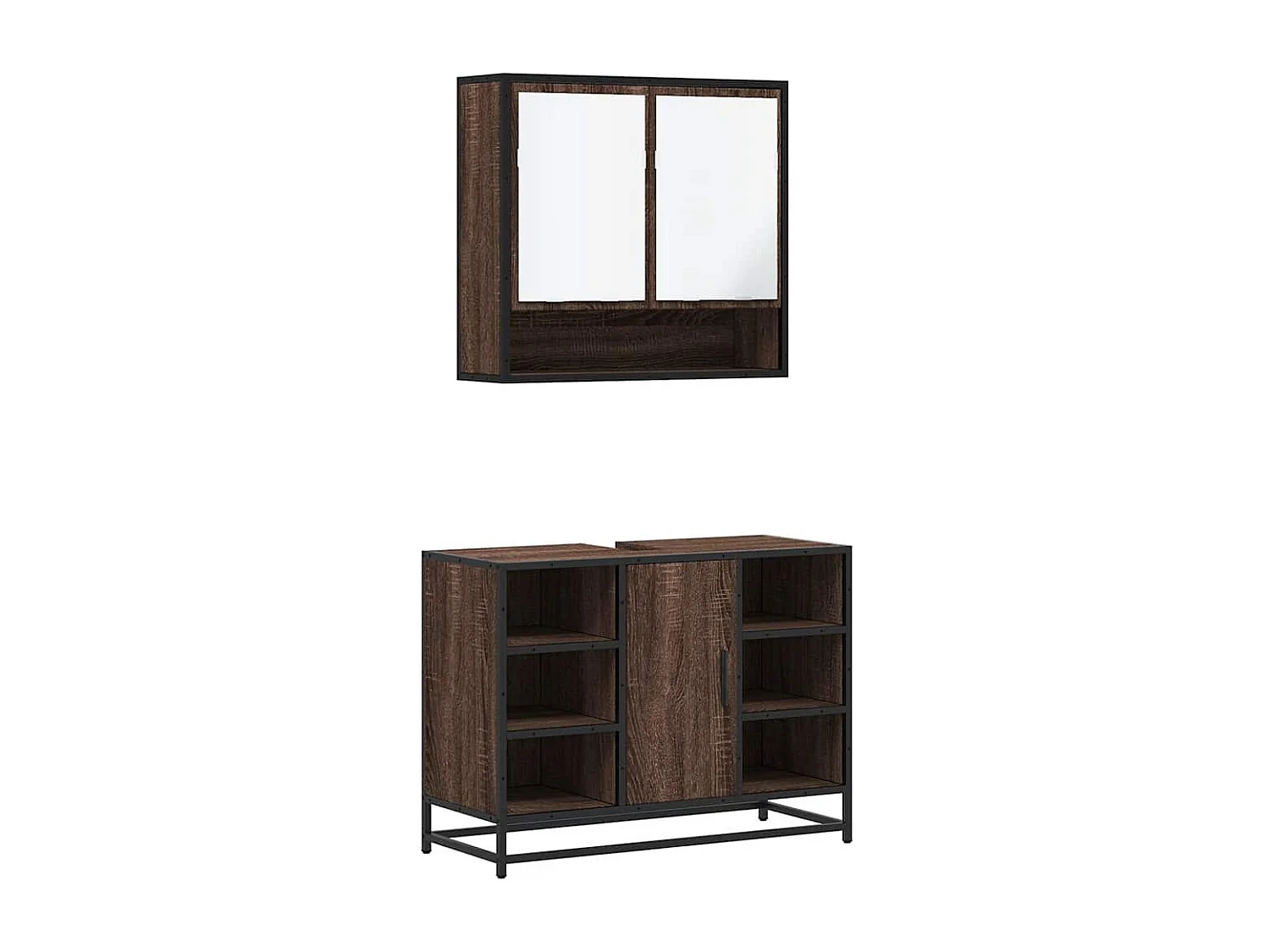 Ensemble de meubles de salle de bain 2 pcs Chêne marron