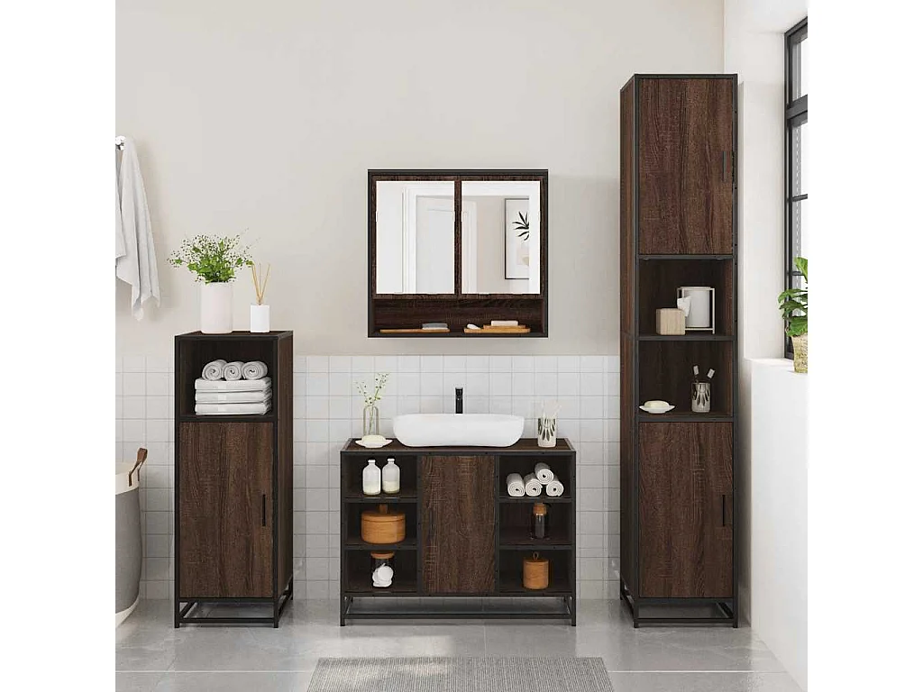 Ensemble de meubles de salle de bain 2 pcs Chêne marron