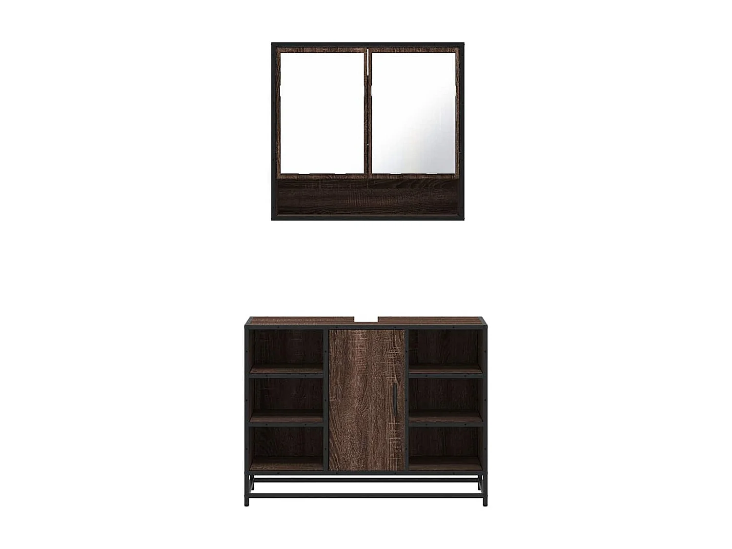 Ensemble de meubles de salle de bain 2 pcs Chêne marron