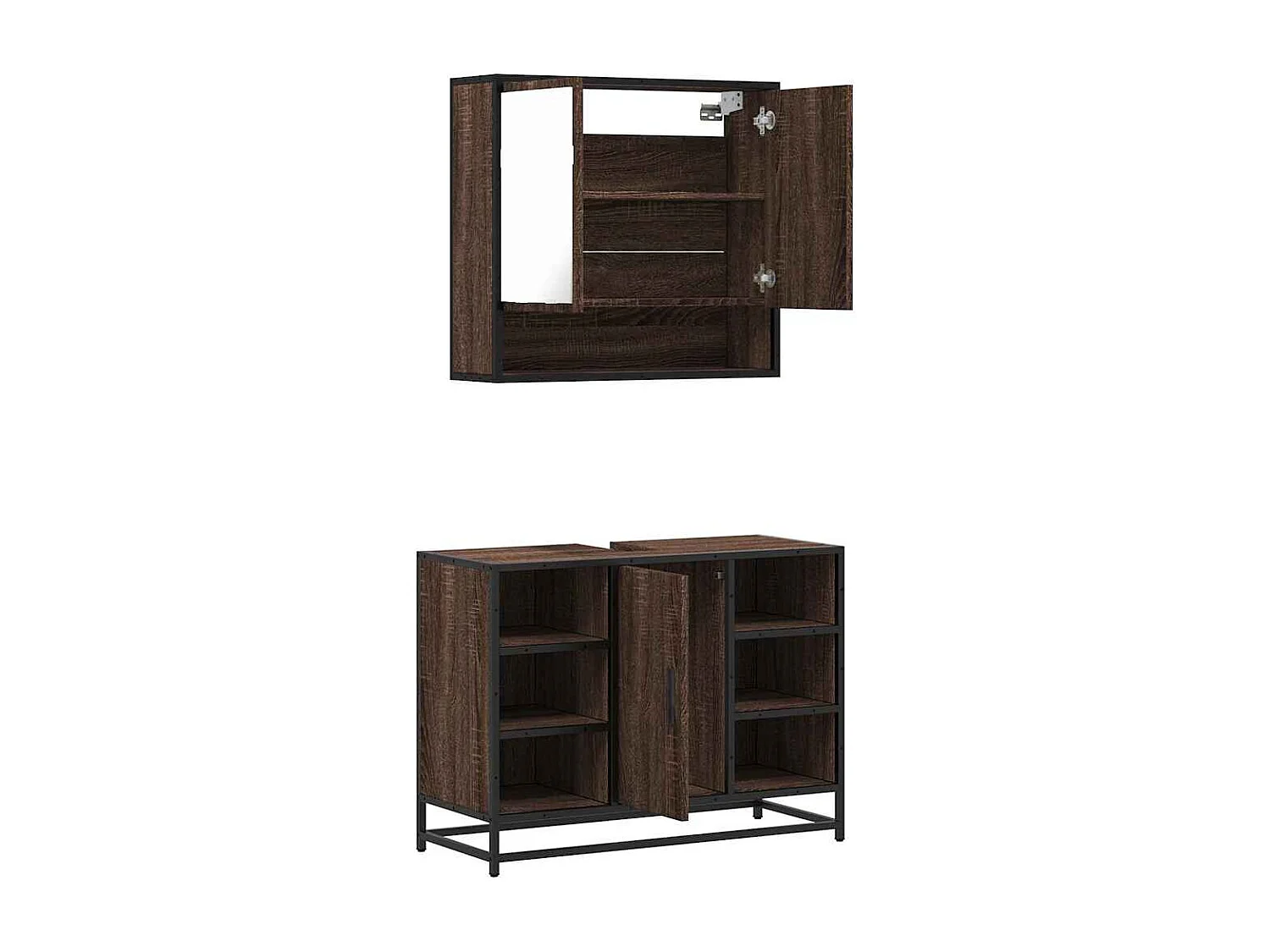Ensemble de meubles de salle de bain 2 pcs Chêne marron