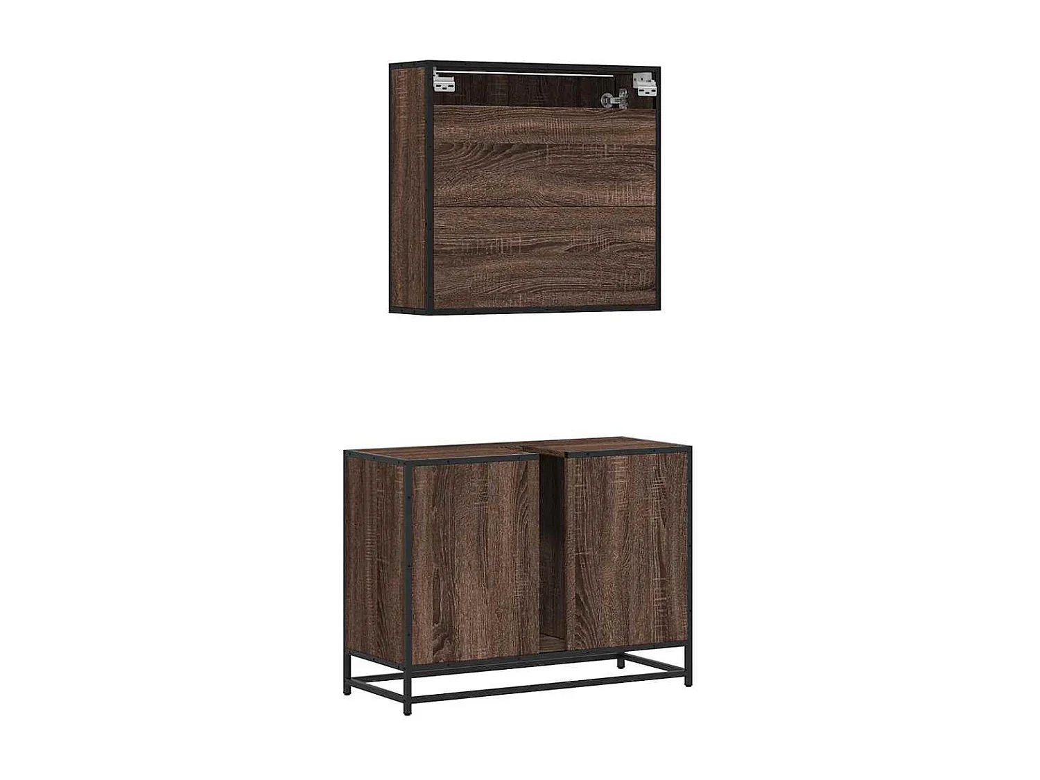 Ensemble de meubles de salle de bain 2 pcs Chêne marron