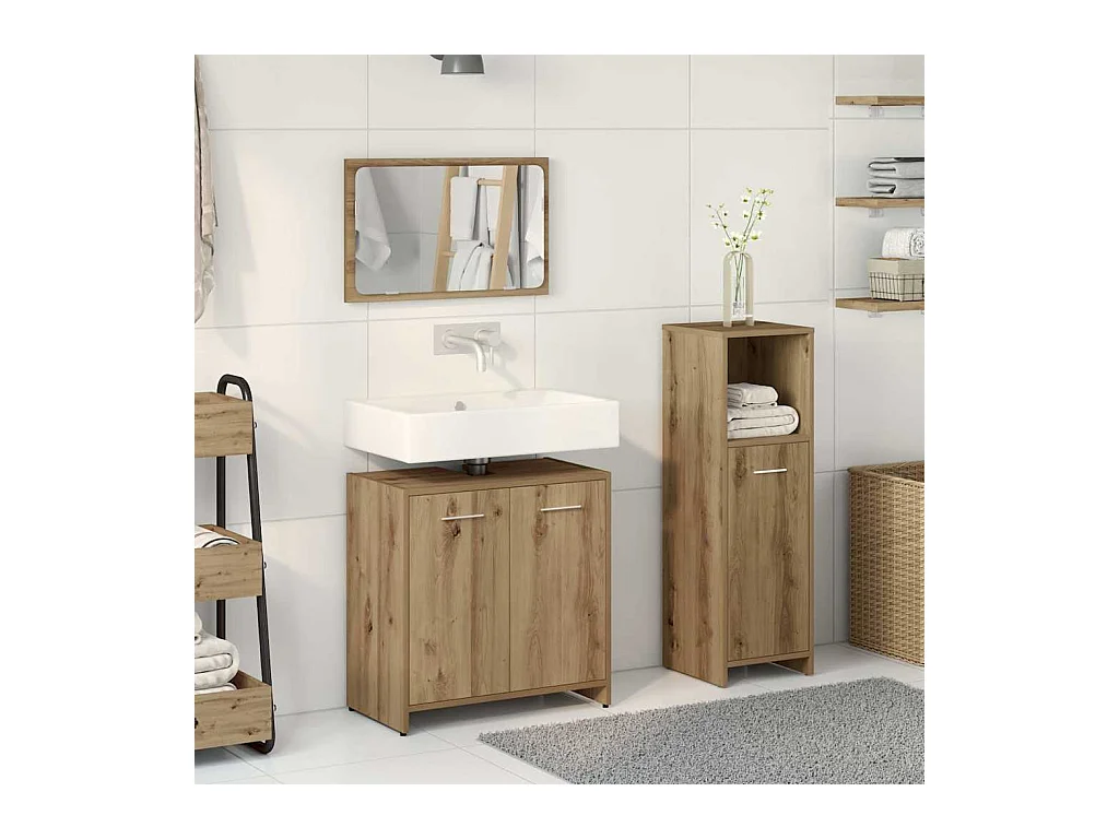 Conjunto de muebles de baño de 3 piezas de madera de ingeniería