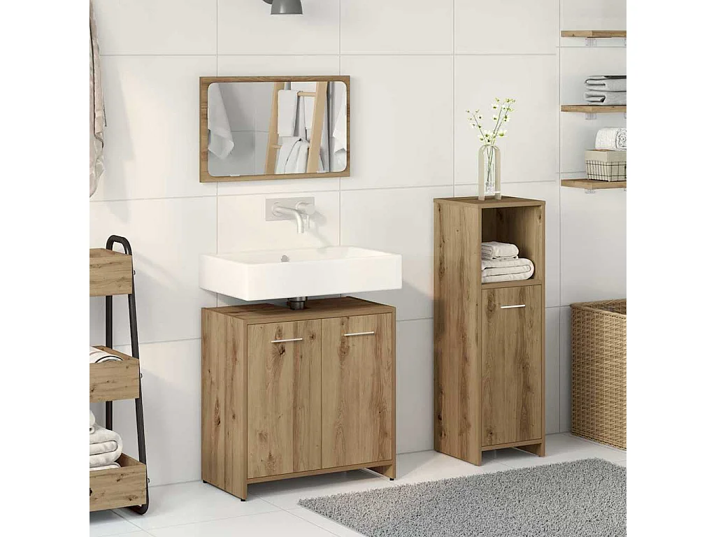 Ensemble de meubles salle de bain 3 pcs bois d'ingénierie