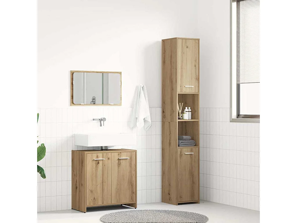 Ensemble de meubles salle de bain 3 pcs bois d'ingénierie