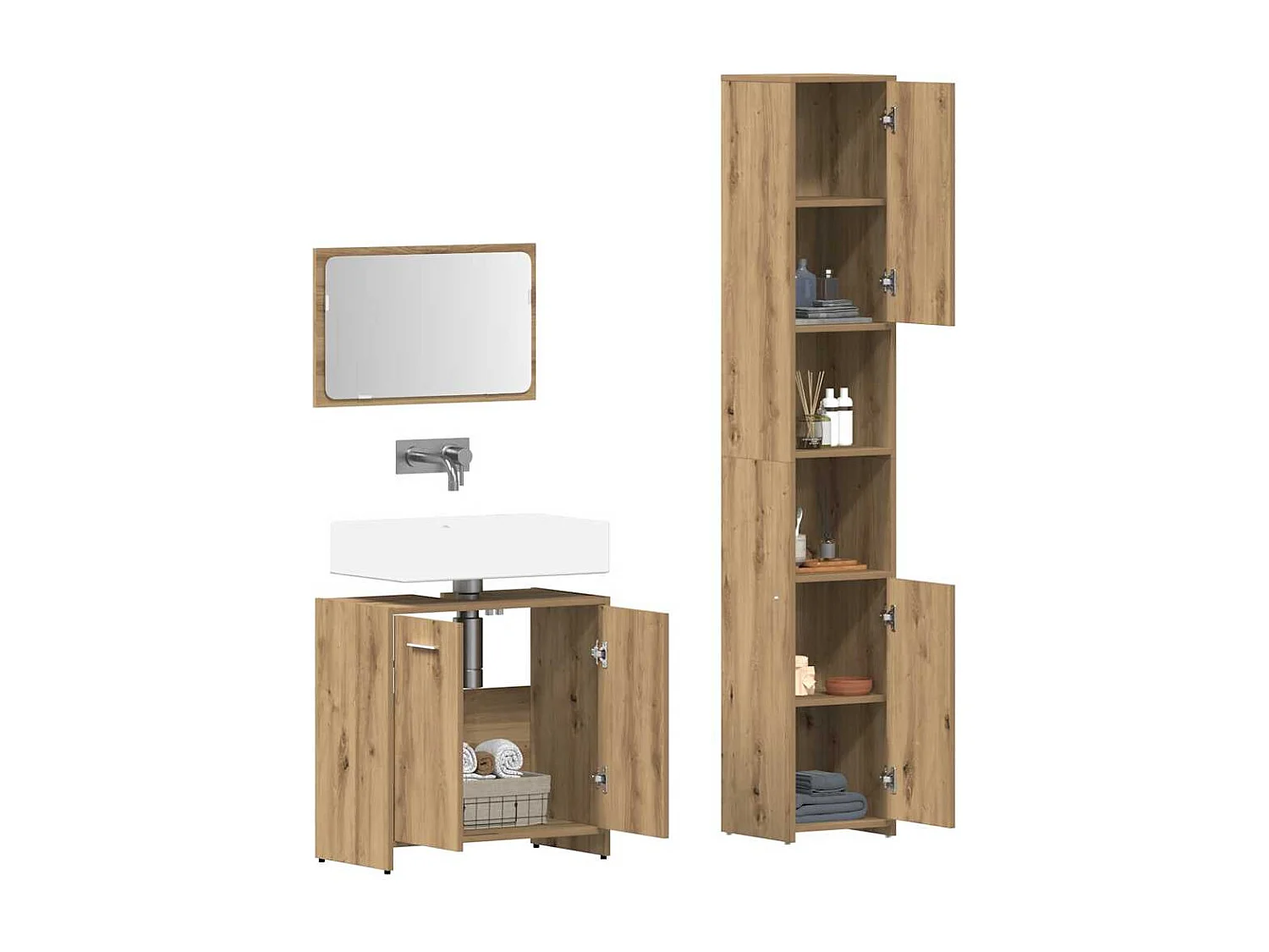 Ensemble de meubles salle de bain 3 pcs bois d'ingénierie
