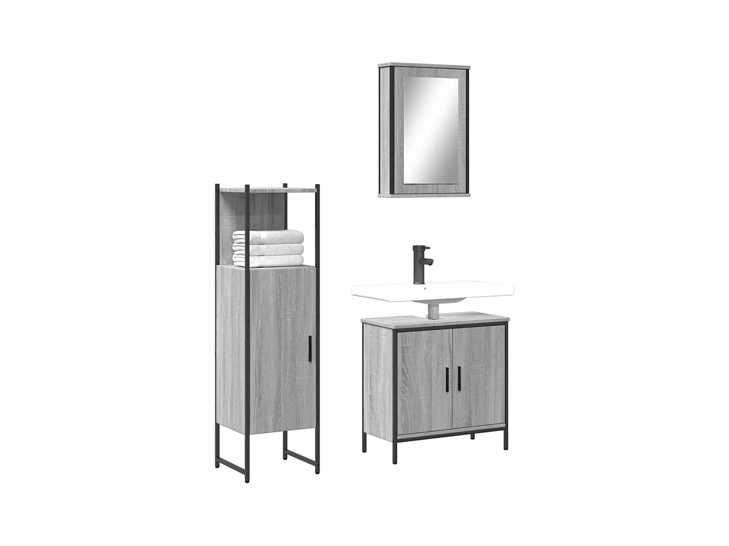 Set di mobili da bagno Sonoma Grey da 3 pezzi