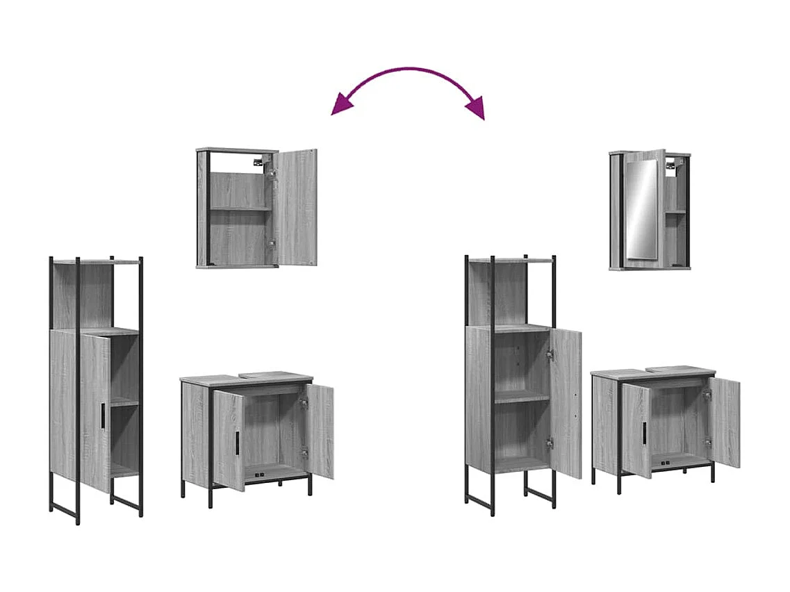 Set di mobili da bagno Sonoma Grey da 3 pezzi