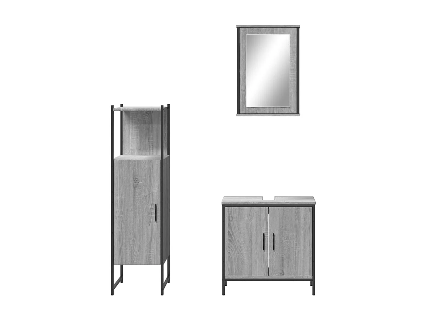 Ensemble de meubles de salle de bain 3 pcs Sonoma gris