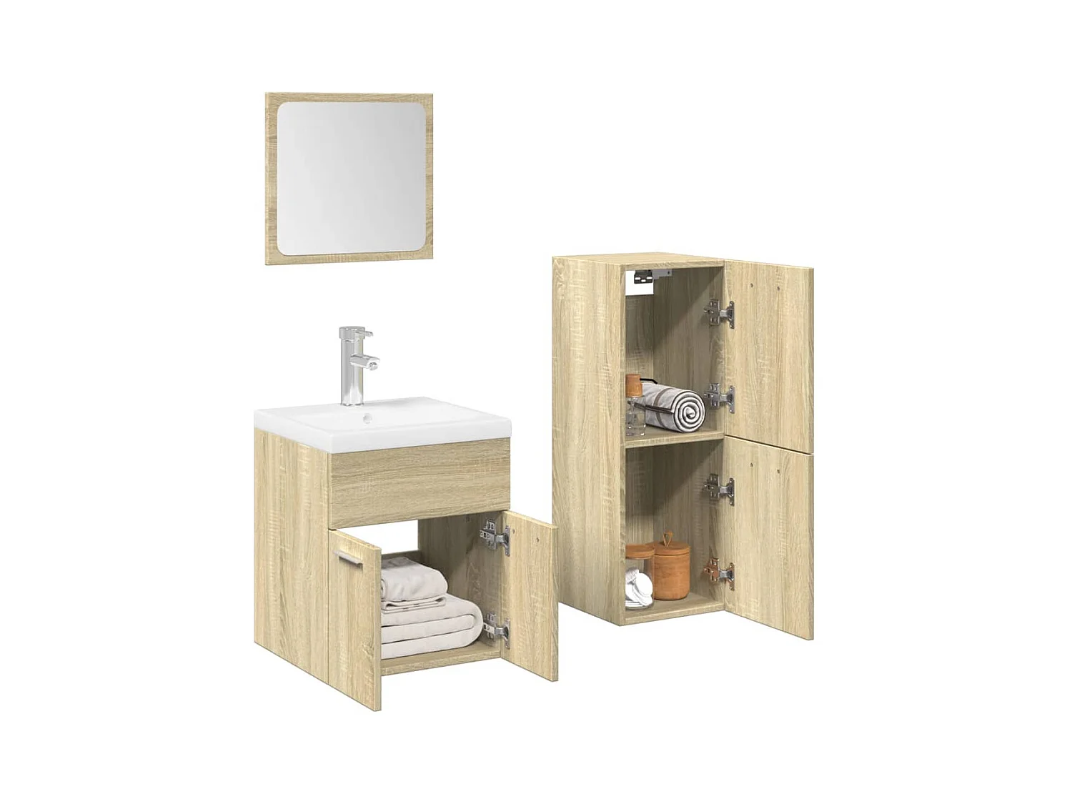 Conjunto de muebles de baño de 3 piezas roble sonoma