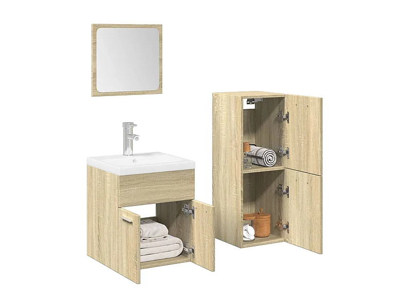 Set di mobili da bagno 3 pezzi in rovere Sonoma