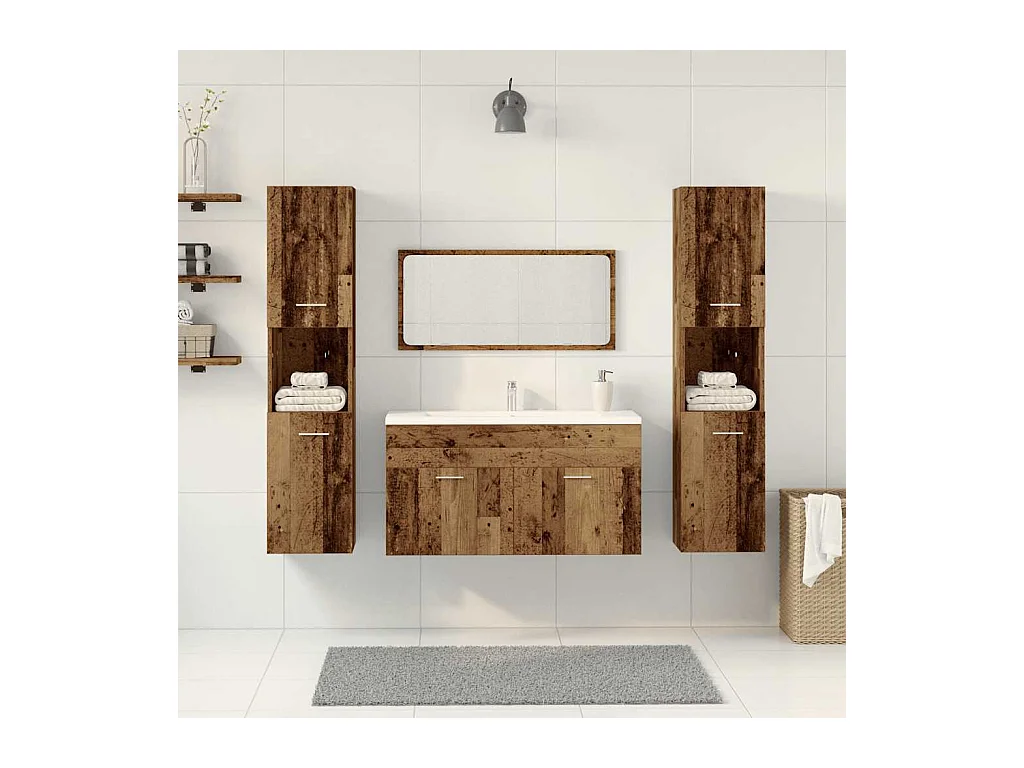 Ensemble de meubles salle de bain 4 pcs bois d'ingénierie