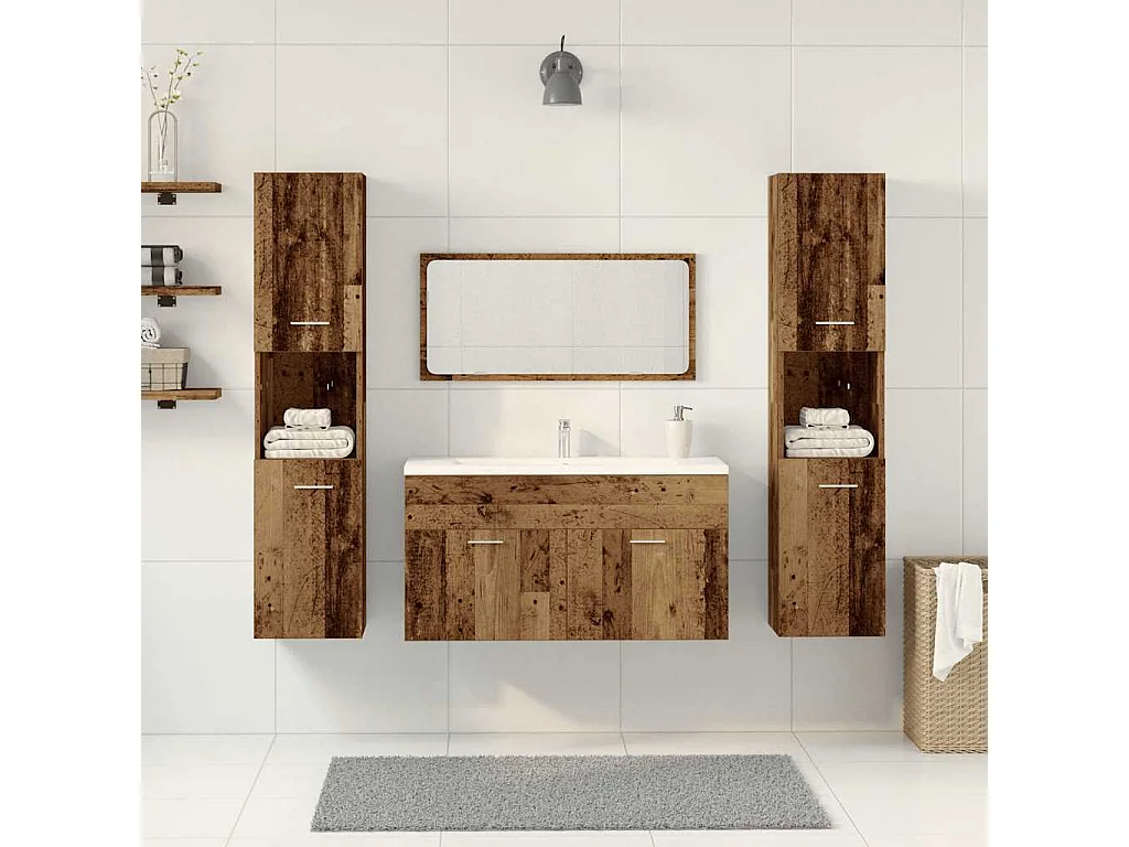 Ensemble de meubles salle de bain 4 pcs bois d'ingénierie