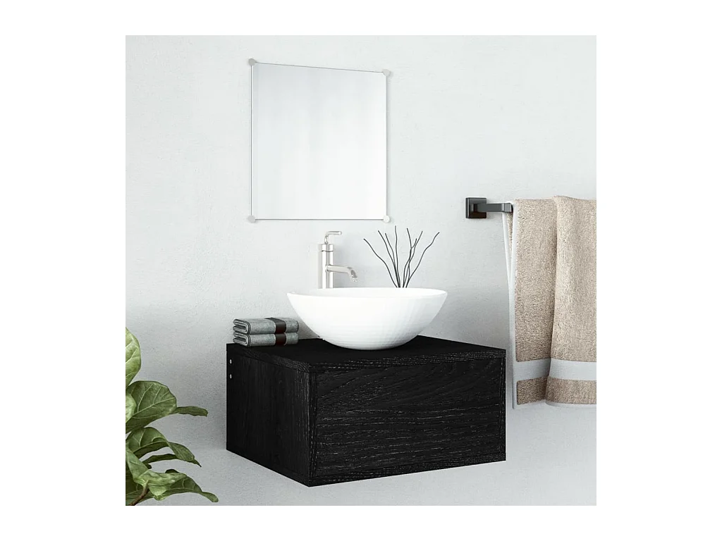 2-delige badkamermeubelset zwart bewerkt hout