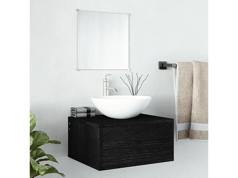 Ensemble de meubles salle de bain 2 pcs noir bois d'ingénierie