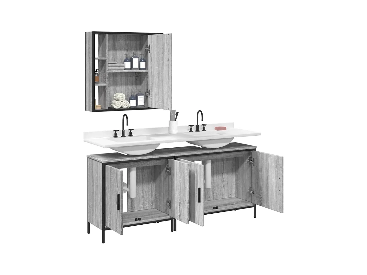 Sonoma Gray 3-delige badkamerkastset