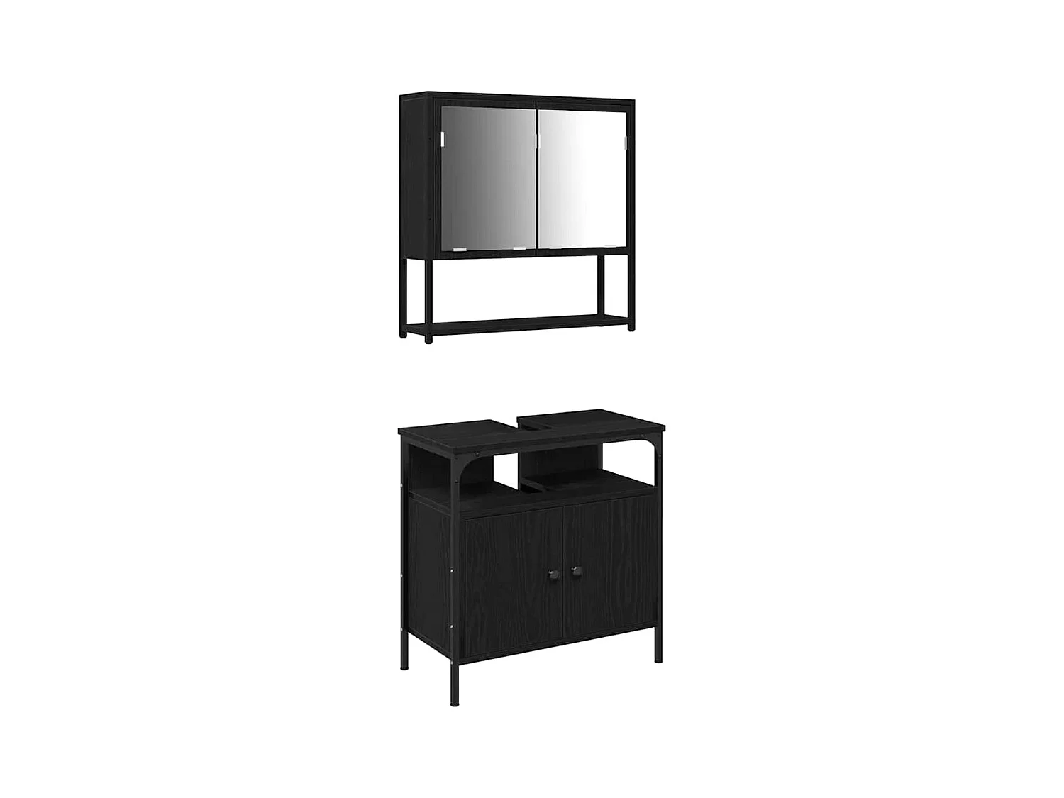 Ensemble de mobilier de salle de bain avec stockage 2 pcs Noir