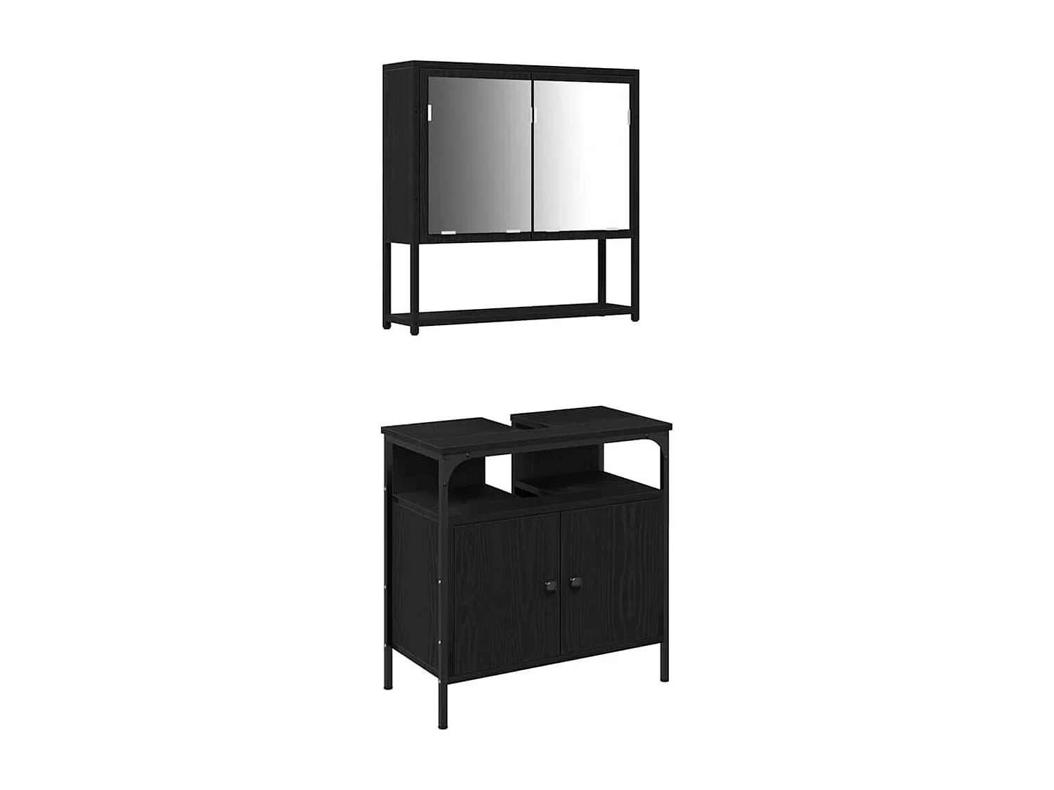 Ensemble de mobilier de salle de bain avec stockage 2 pcs Noir