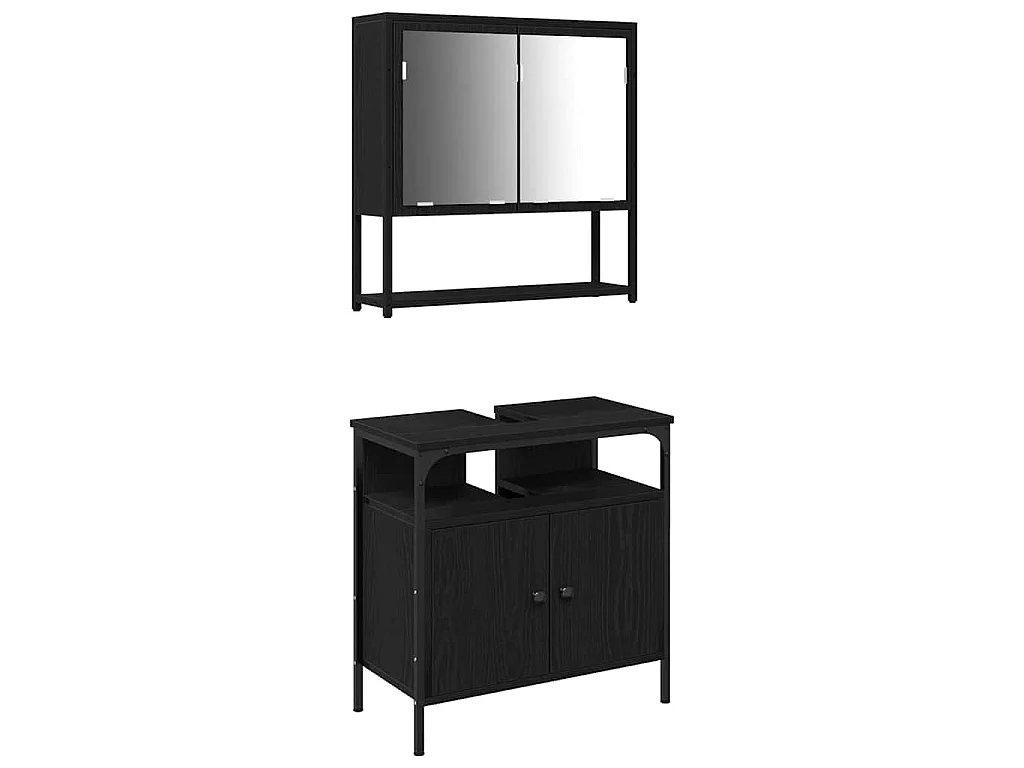 Conjunto de muebles de baño con almacenaje 2 piezas negro