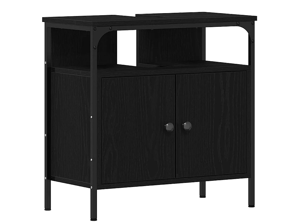 Conjunto de muebles de baño con almacenaje 2 piezas negro