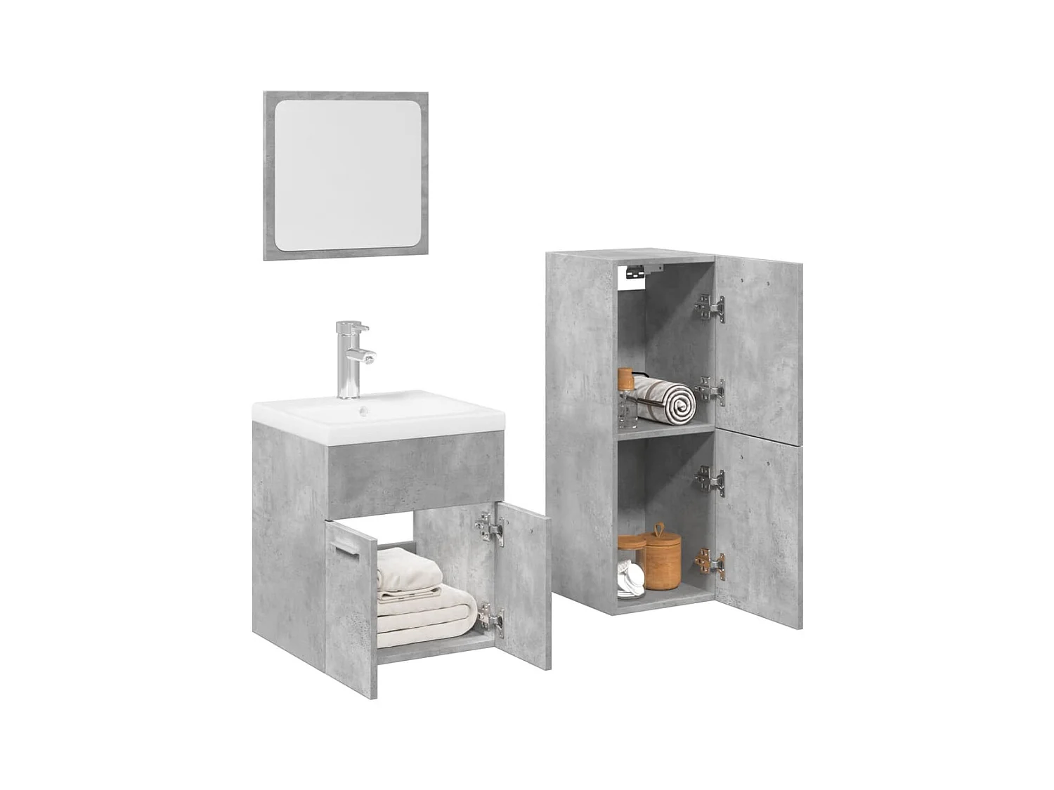Set di mobili da bagno 3 pezzi grigio cemento