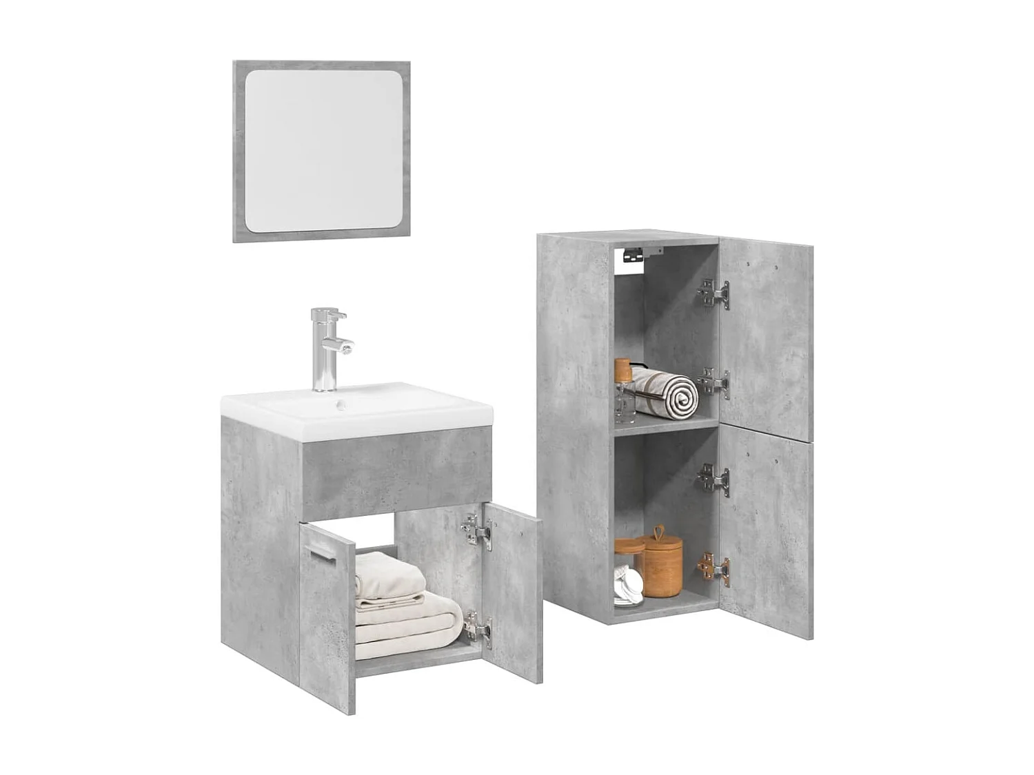 Ensemble de meubles de salle de bain 3 pcs gris béton